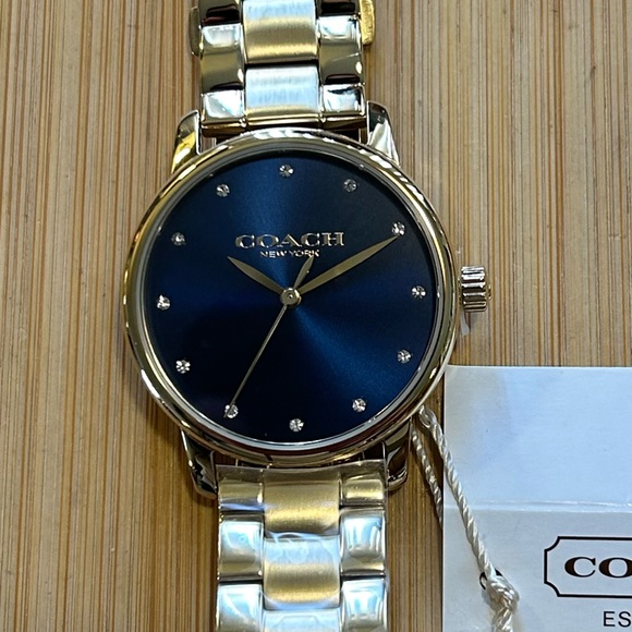 Coach Grand Watch With 36mm Navy Blue Face & Golden Bracelet - Picture 2 of 6